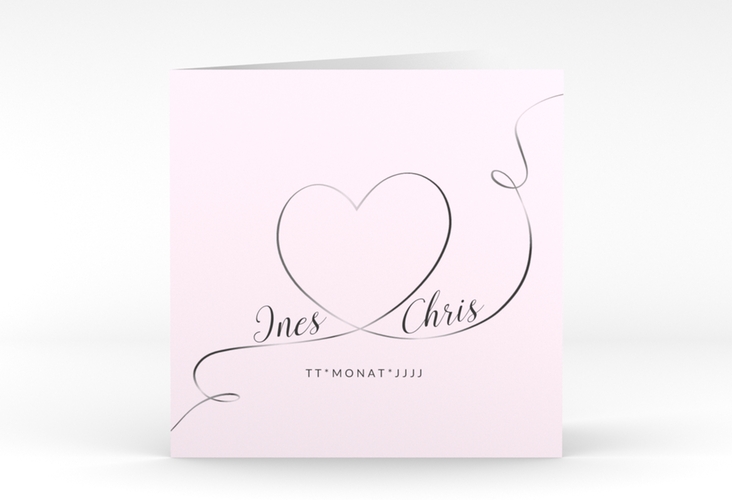 Hochzeitseinladung Dolce quadr. Klappkarte rosa hochglanz