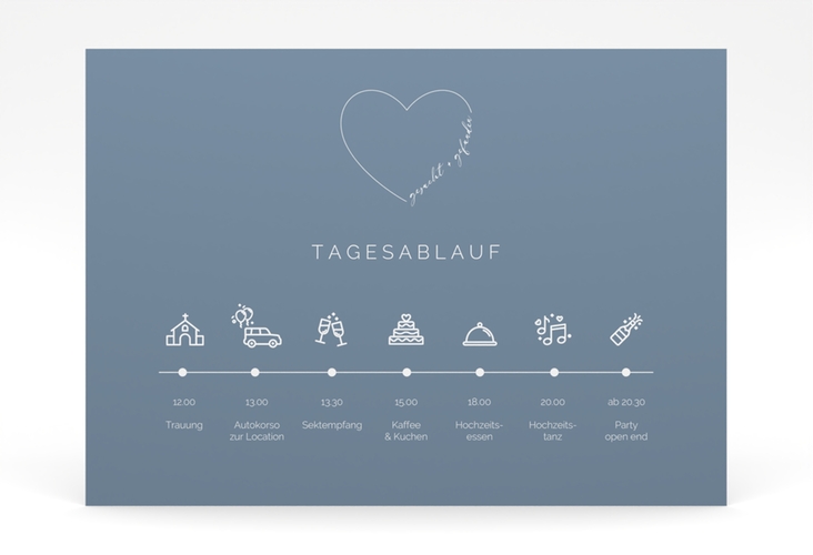 Tagesablauf Poster Hochzeit Lebenstraum 70 x 50 cm Poster blau