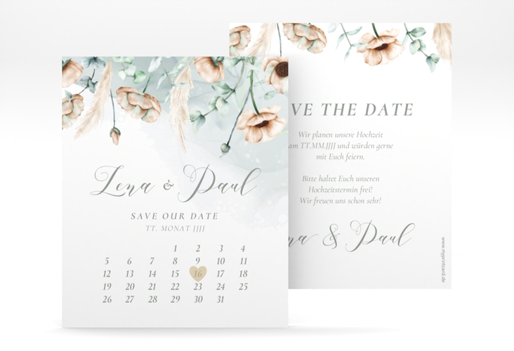 Save the Date-Kalenderblatt Anemone Kalenderblatt-Karte
