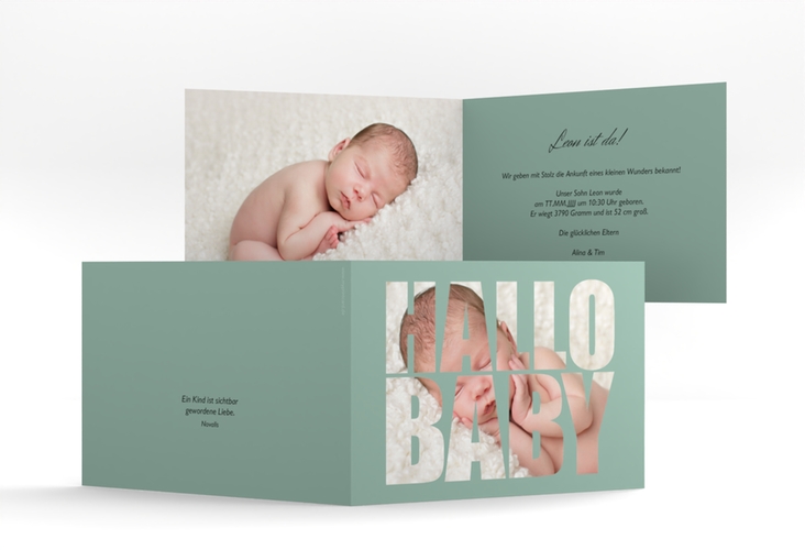 Geburtskarte Wunderlich A6 Klappkarte quer gruen hochglanz