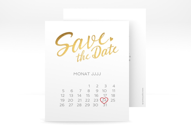 Save the Date-Kalenderblatt "Glam" Kalenderblatt-Karte weiss