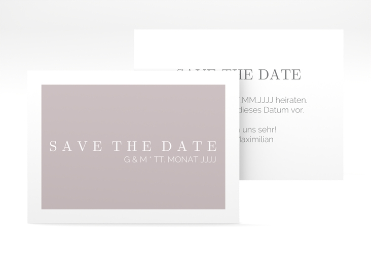 Save the Date-Visitenkarte Simply Visitenkarte quer grau hochglanz