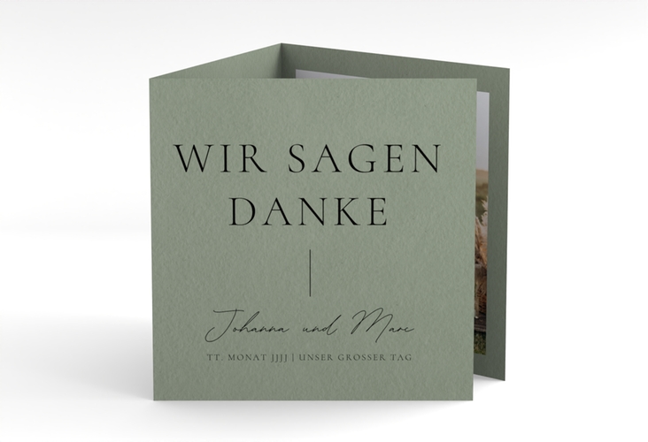 Dankeskarte Hochzeit Hochzeitsfreude quadr. Doppel-Klappkarte gruen hochglanz