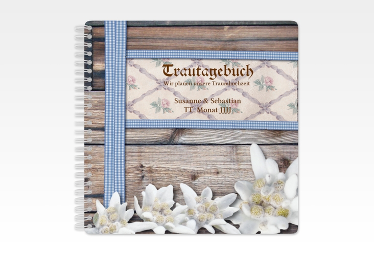 Trautagebuch Hochzeit Bayern Trautagebuch Hochzeit mit Edelweiß in rustikaler Holz-Optik