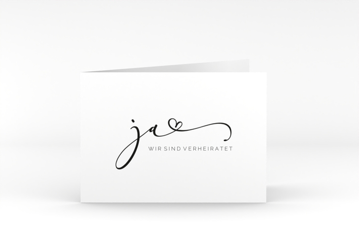 Danksagungskarte Hochzeit Jawort A6 Klappkarte quer weiss hochglanz modern minimalistisch mit veredelter Aufschrift