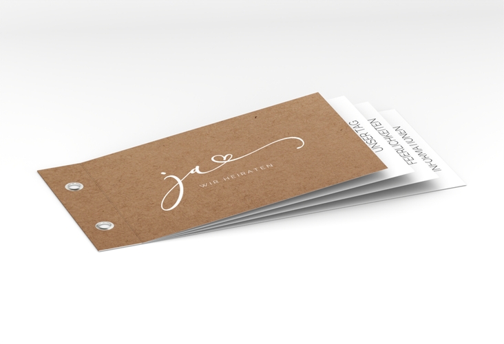Hochzeitseinladung Jawort Booklet Kraftpapier modern minimalistisch mit veredelter Aufschrift