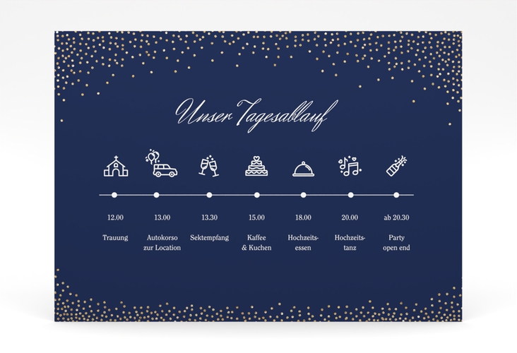 Tagesablauf Poster Hochzeit Glitter 70 x 50 cm Poster blau