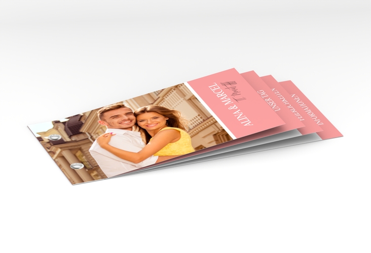 Hochzeitseinladung Classic Booklet rosa