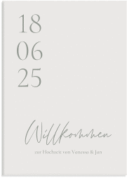 Klick: Details zu Willkommensschild Leinwand "Day" anzeigen Willkommensschild Leinwand Day 50 x 70 cm Leinwand weiss mit Datum im minimalistischen Design