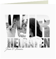 Hochzeitseinladung Letters quadr. Klappkarte weiss