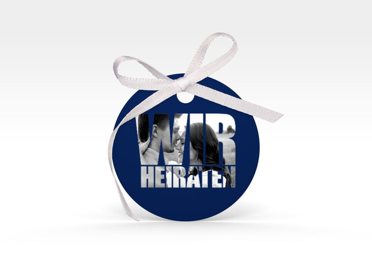 Geschenkanhänger Hochzeit Letters Geschenkanhänger, rund blau