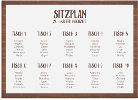 Klick: Details zu Sitzplan Leinwand Hochzeit "Landliebe" anzeigen Sitzplan Leinwand Hochzeit "Landliebe" 70 x 50 cm Leinwand braun