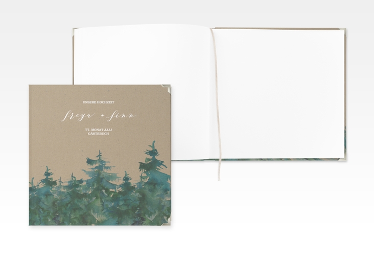 Gästebuch Selection Hochzeit Evergreen Leinen-Hardcover Kraftpapier