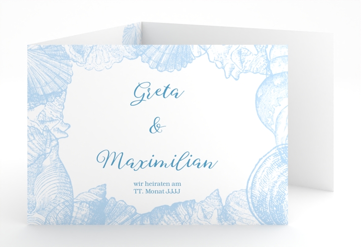 Hochzeitseinladung Muschelreich A6 Doppel-Klappkarte