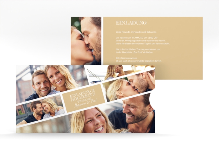 Hochzeitseinladung Rise Einsteckkarte beige