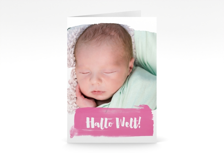 Geburtskarte Artwork A6 Klappkarte hoch pink