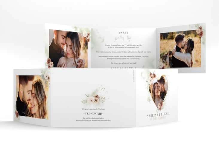 Hochzeitseinladung Odeur A6 Doppel-Klappkarte gruen