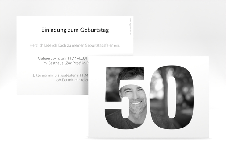 Einladung 50. Geburtstag Numbers A6 Karte quer weiss