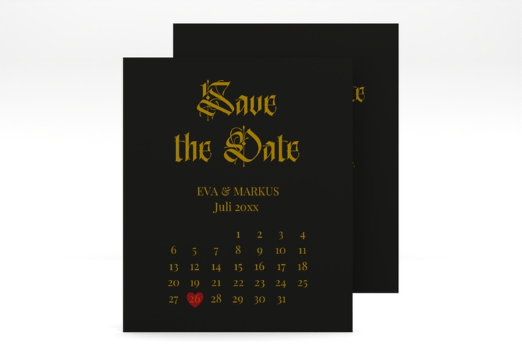 Save the Date-Kalenderblatt Wednesday Kalenderblatt-Karte schwarz hochglanz
