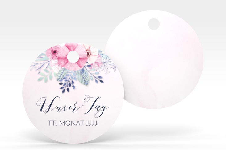 Geschenkanhänger Hochzeit Surfinia Geschenkanhänger, rund rosa