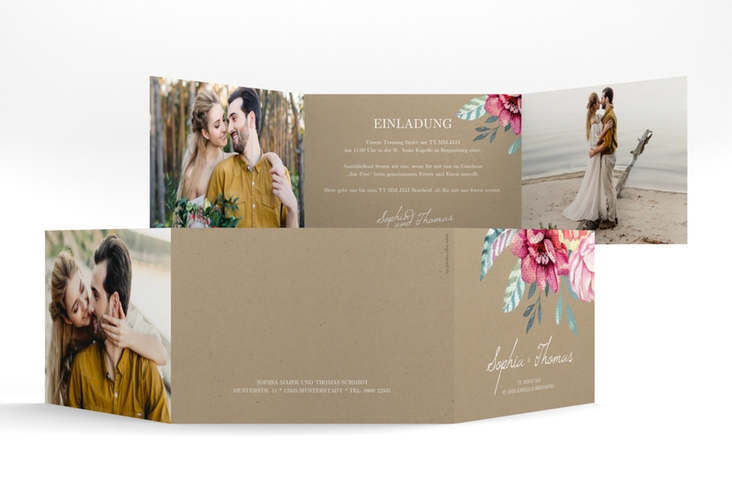 Hochzeitseinladung Blooming A6 Doppel-Klappkarte