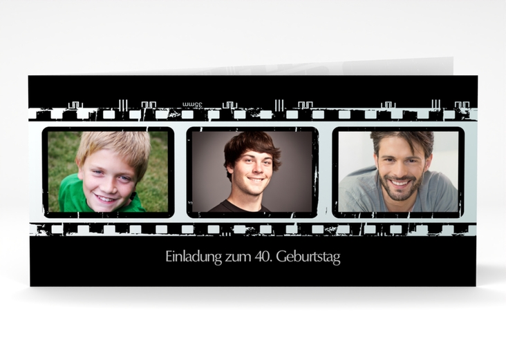 Einladung 40. Geburtstag Christian/Christine lange Klappkarte quer