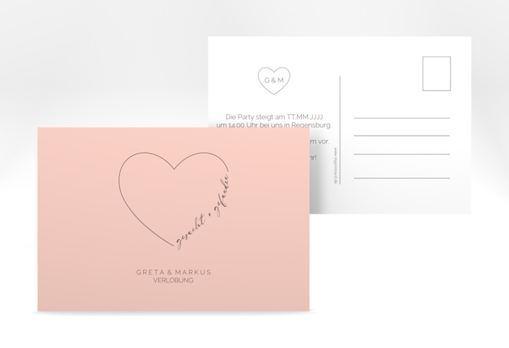 Verlobungskarte Hochzeit Lebenstraum A6 Postkarte rosa