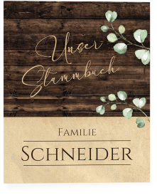 Klick: Details zu Stammbuch A4 "Landhaus" anzeigen Stammbuch A4 Landhaus Stammbuch A4 braun in Holz-Optik mit Eukalyptus