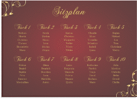 Klick: Details zu Sitzplan Leinwand Hochzeit "Eternity" anzeigen Sitzplan Leinwand Hochzeit "Eternity" 70 x 50 cm Leinwand rot