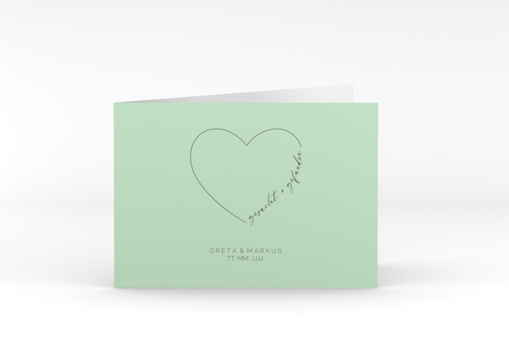 Hochzeitseinladung Lebenstraum A6 Klappkarte quer mint