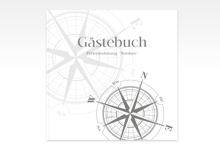 Gästebuch Creation Ferienwohnung Nordsee 20 x 20 cm, Hardcover grau mit Windrose