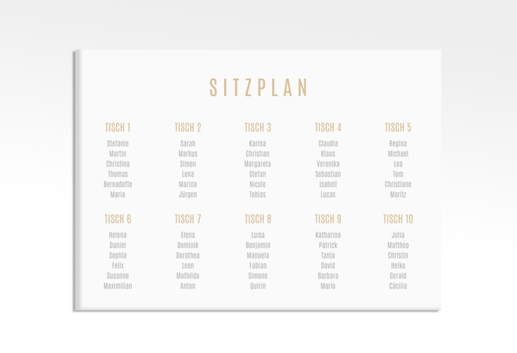 Sitzplan Leinwand Hochzeit Memory 70 x 50 cm Leinwand beige