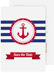 Save the Date-Postkarte Geburtstag Ahoi A6 Postkarte blau maritim mit Anker