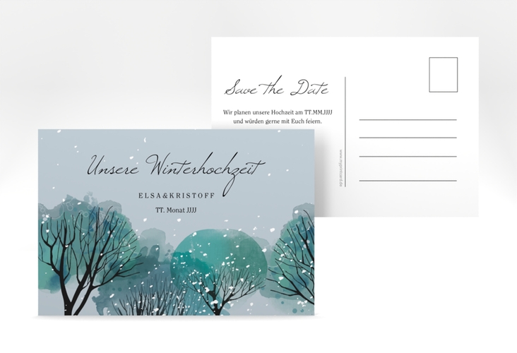 Save the Date-Postkarte Winterhochzeit A6 Postkarte hochglanz