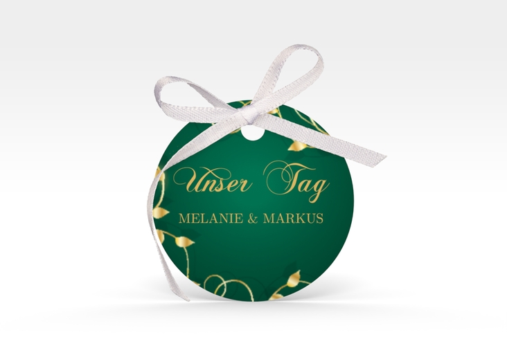 Geschenkanhänger Hochzeit Eternity Geschenkanhänger, rund gruen hochglanz