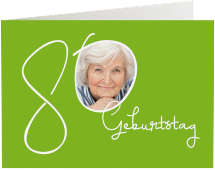 Einladung 80. Geburtstag Swing A6 Klappkarte quer gruen