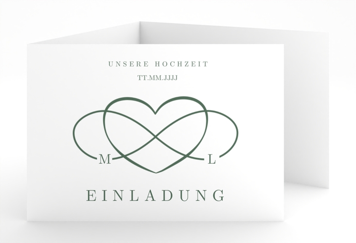 Hochzeitseinladung Infinity A6 Doppel-Klappkarte gruen