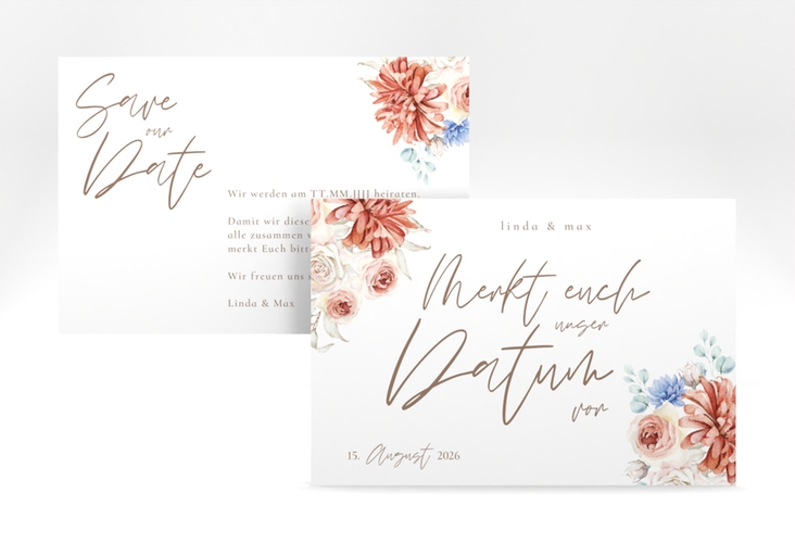 Save the Date-Karte Flowercloud A6 Karte quer bunt hochglanz