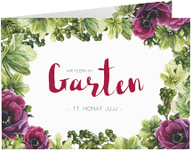 Partyeinladung Gartenblick A6 Klappkarte quer weiss