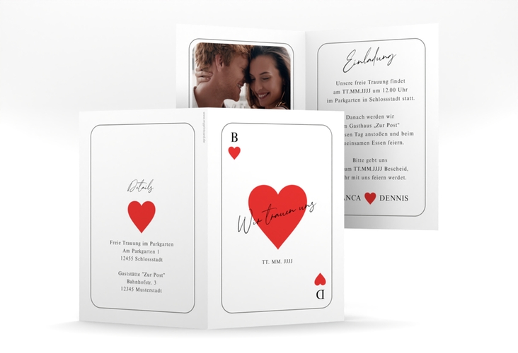 Einladungskarte Hochzeit Kartenspiel A6 Klappkarte hoch