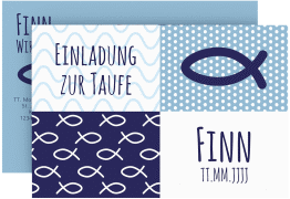 Klick: Details zu Taufeinladung "Taufwasser" anzeigen Taufeinladung Taufwasser A6 Karte quer blau