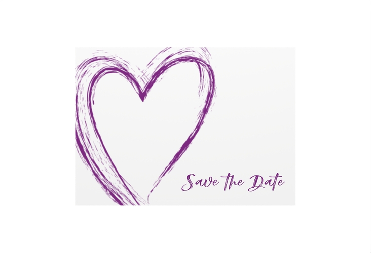Save the Date-Visitenkarte Liebe Visitenkarte quer lila