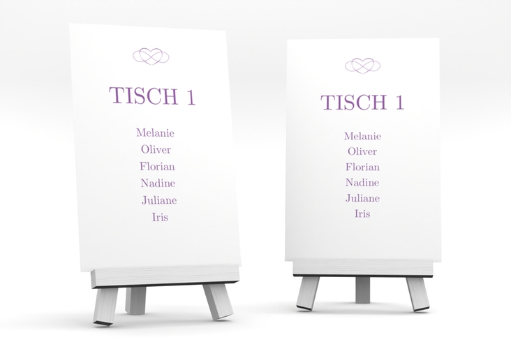 Tischaufsteller Hochzeit Infinity Tischaufsteller lila