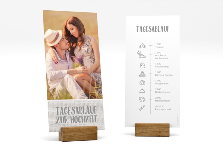 Tagesablauf Hochzeit Landliebe lange Karte hoch weiss