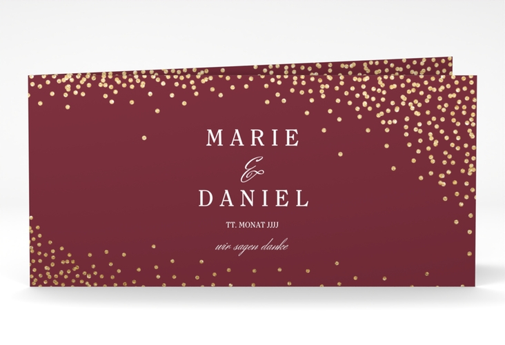 Danksagung Hochzeit Glitter lange Klappkarte quer rot