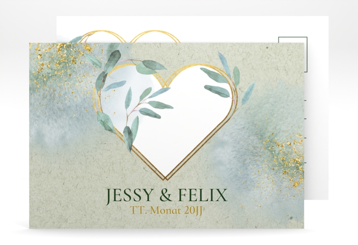Save the Date-Postkarte Amore A6 Postkarte gruen hochglanz