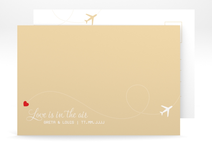 Save the Date-Postkarte Weddingpass A6 Postkarte beige hochglanz