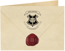 Einladung Geburtstag Zauberei A6 Klappkarte quer beige