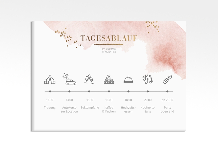 Tagesablauf Leinwand Hochzeit Pastell 70 x 50 cm Leinwand rosa