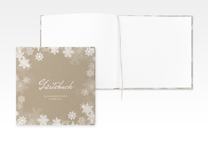 Gästebuch Selection Hochzeit Snowfall Leinen-Hardcover mit Schneeflocken für Winterhochzeit